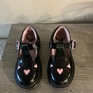 Dr. Martens Kids' Black Shoes with Pink Hearts